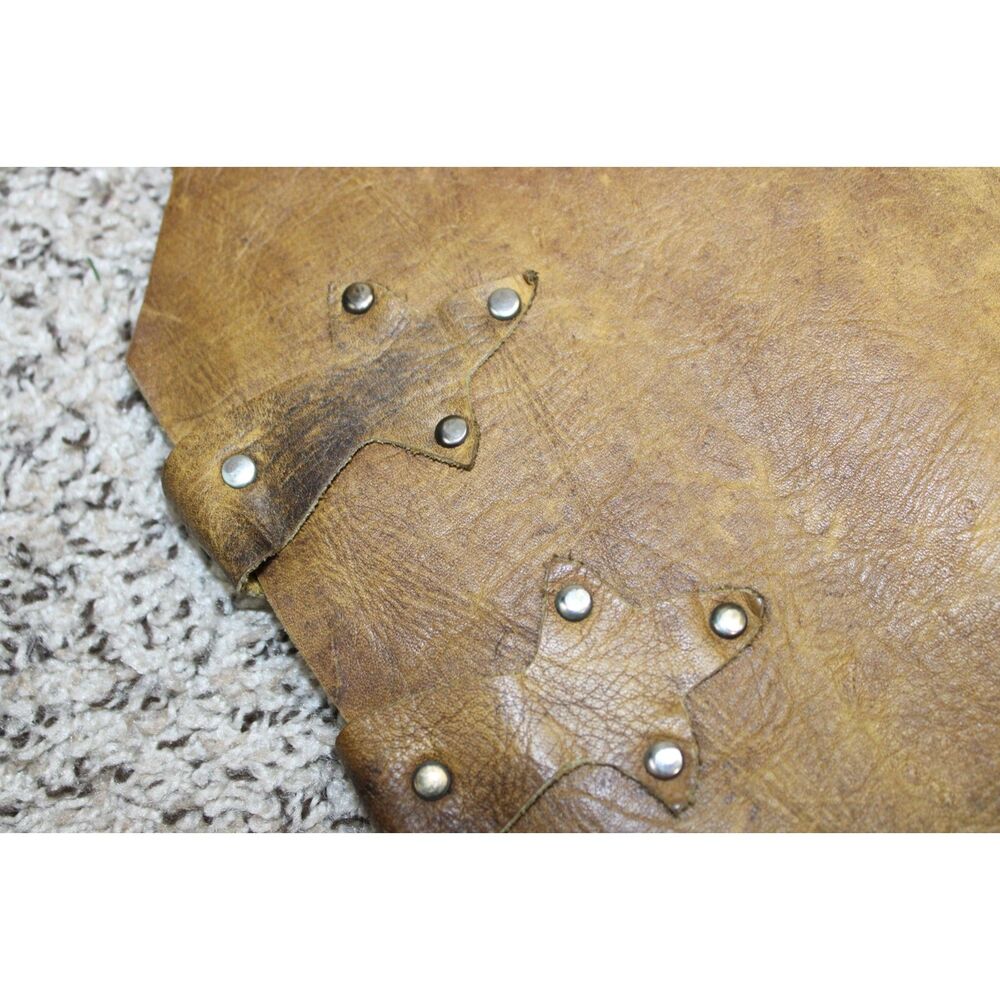Vintage Handmade Leather Vest Distressed Western Boho Concho Vest Artisan Mexia - Picture 6 of 7